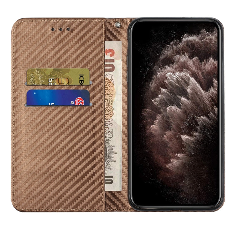 For iPhone 15 Pro Max Carbon Fiber Texture Flip Holder Leather Phone Case(Brown) - HoMEdemic™ 