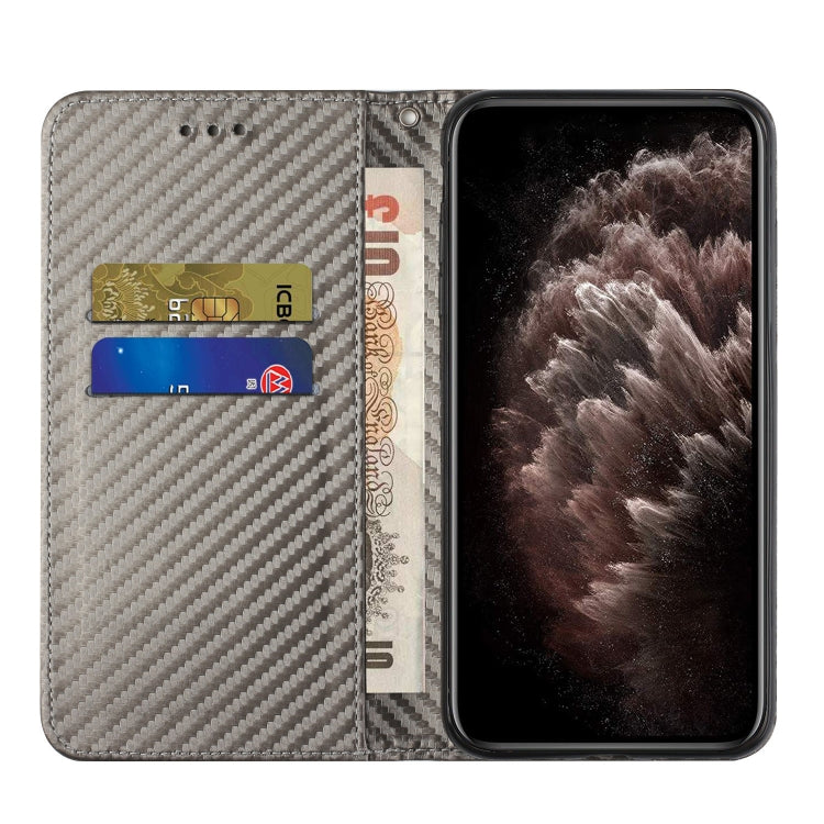For iPhone 15 Pro Max Carbon Fiber Texture Flip Holder Leather Phone Case(Grey) - HoMEdemic™ 