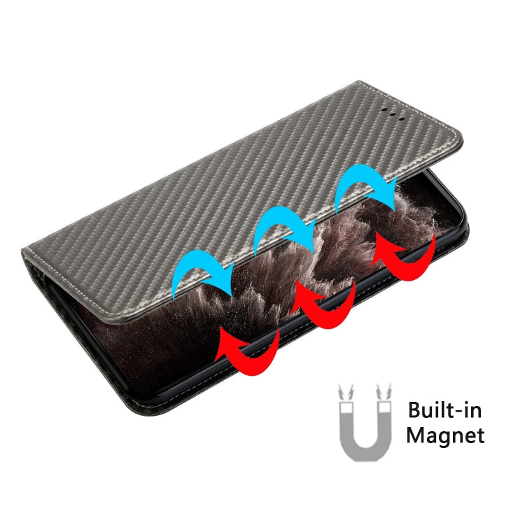 For iPhone 15 Pro Max Carbon Fiber Texture Flip Holder Leather Phone Case(Grey) - HoMEdemic™ 