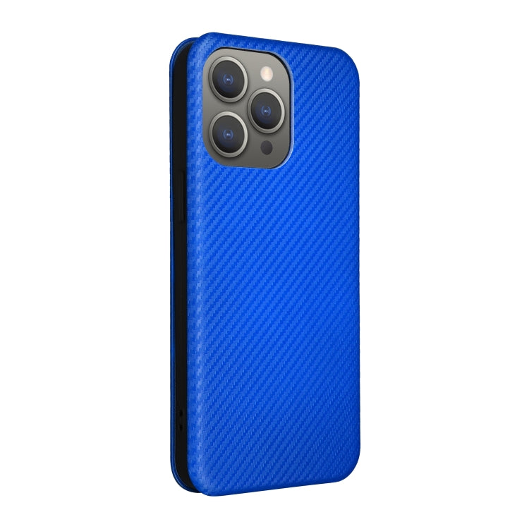 For iPhone 15 Pro Max Carbon Fiber Texture Flip Leather Phone Case(Blue) - HoMEdemic™ 