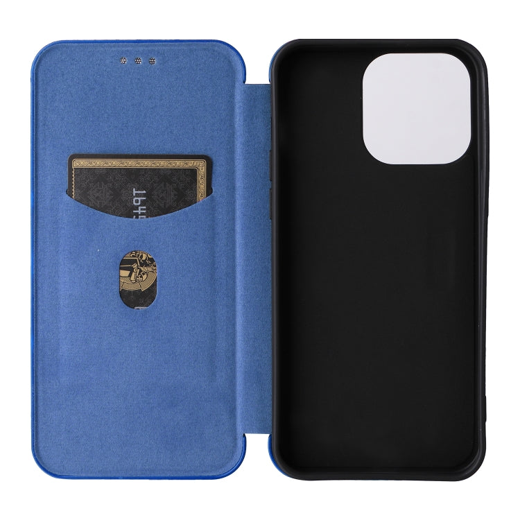 For iPhone 15 Pro Max Carbon Fiber Texture Flip Leather Phone Case(Blue) - HoMEdemic™ 