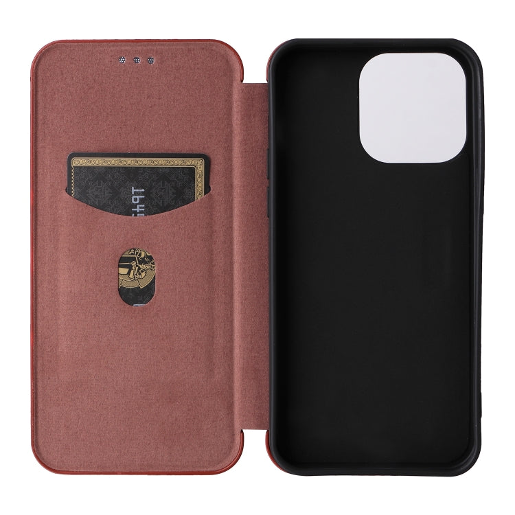 For iPhone 15 Pro Max Carbon Fiber Texture Flip Leather Phone Case(Brown) - HoMEdemic™ 