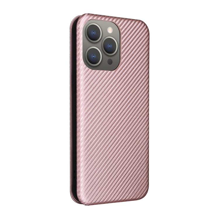 For iPhone 15 Pro Max Carbon Fiber Texture Flip Leather Phone Case(Pink) - HoMEdemic™ 