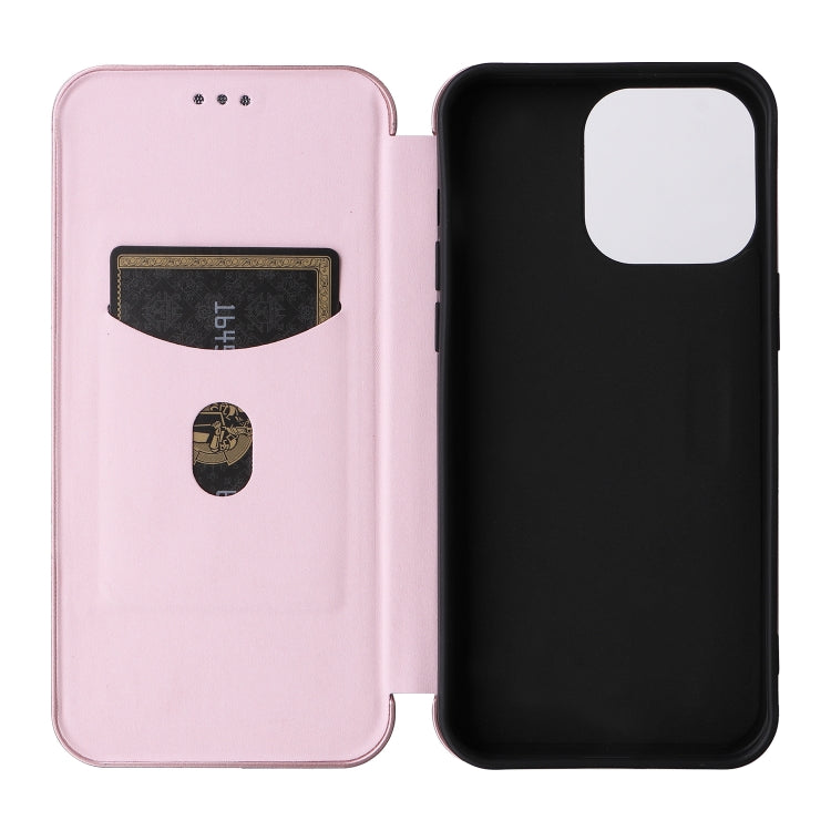 For iPhone 15 Pro Max Carbon Fiber Texture Flip Leather Phone Case(Pink) - HoMEdemic™ 
