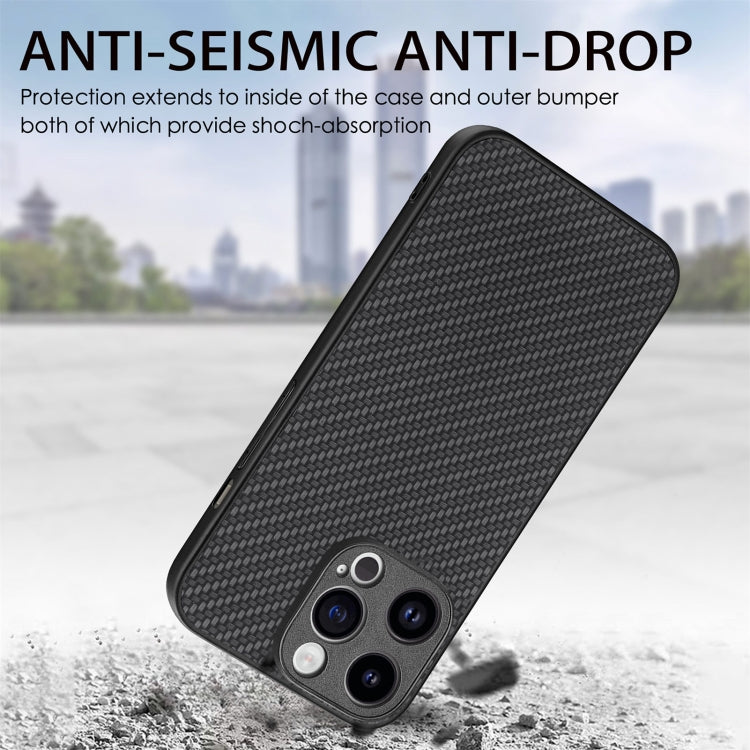 For iPhone 15 Pro Max Carbon Fiber Texture Leather Back Phone Case(Black) - HoMEdemic™ 