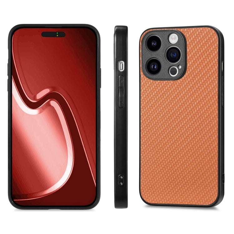 For iPhone 15 Pro Max Carbon Fiber Texture Leather Back Phone Case(Brown) - HoMEdemic™ 