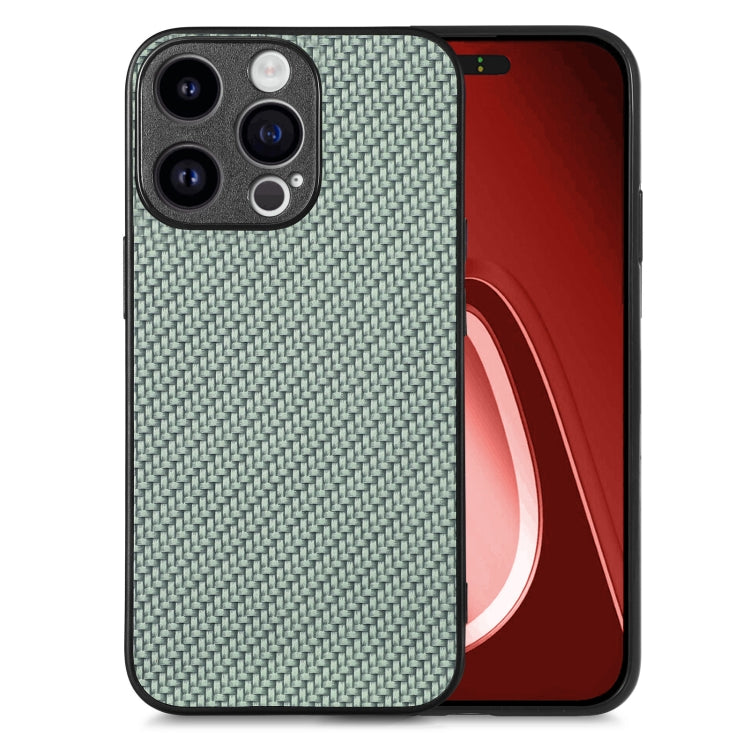 For iPhone 15 Pro Max Carbon Fiber Texture Leather Back Phone Case(Green) - HoMEdemic™ 