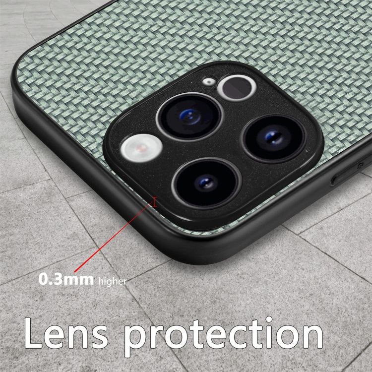 For iPhone 15 Pro Max Carbon Fiber Texture Leather Back Phone Case(Green) - HoMEdemic™ 