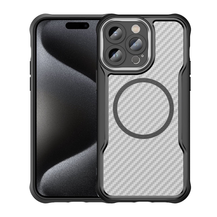 For iPhone 15 Pro Max Carbon Fiber Texture MagSafe Translucent Phone Case(Black) - HoMEdemic™ 