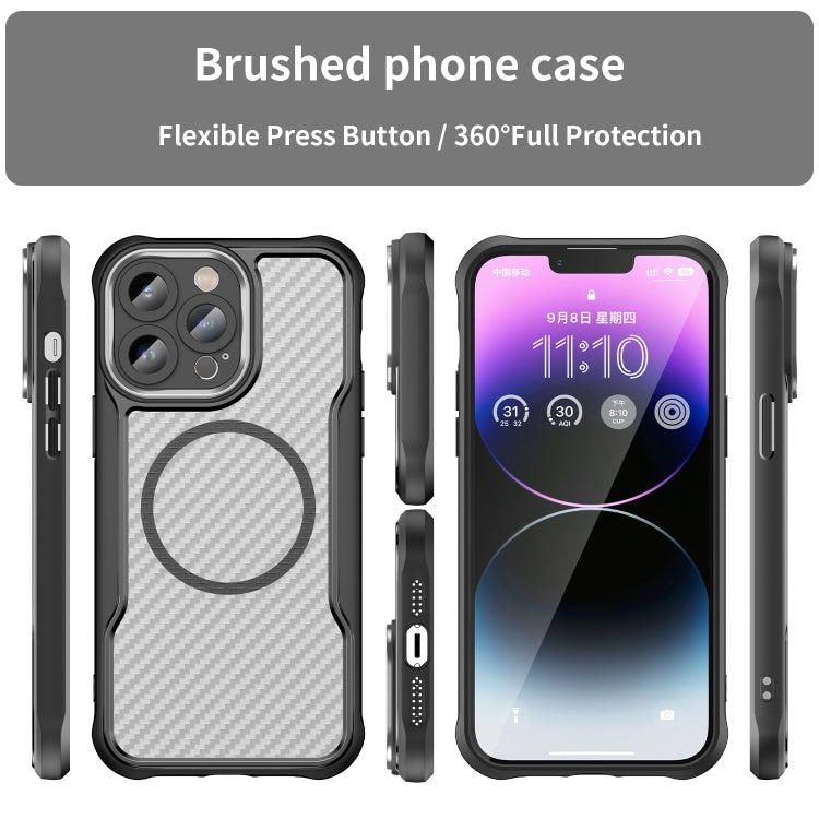 For iPhone 15 Pro Max Carbon Fiber Texture MagSafe Translucent Phone Case(Black) - HoMEdemic™ 
