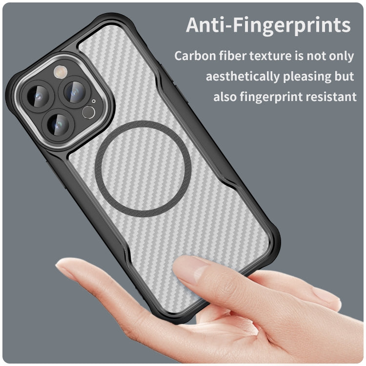 For iPhone 15 Pro Max Carbon Fiber Texture MagSafe Translucent Phone Case(Black) - HoMEdemic™ 