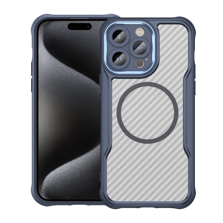 For iPhone 15 Pro Max Carbon Fiber Texture MagSafe Translucent Phone Case(Blue) - HoMEdemic™ 
