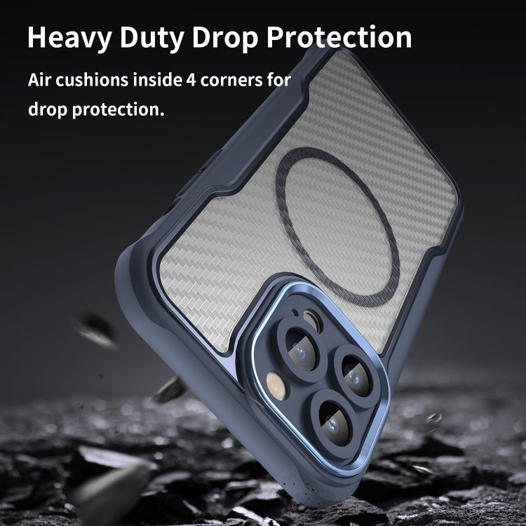 For iPhone 15 Pro Max Carbon Fiber Texture MagSafe Translucent Phone Case(Blue) - HoMEdemic™ 