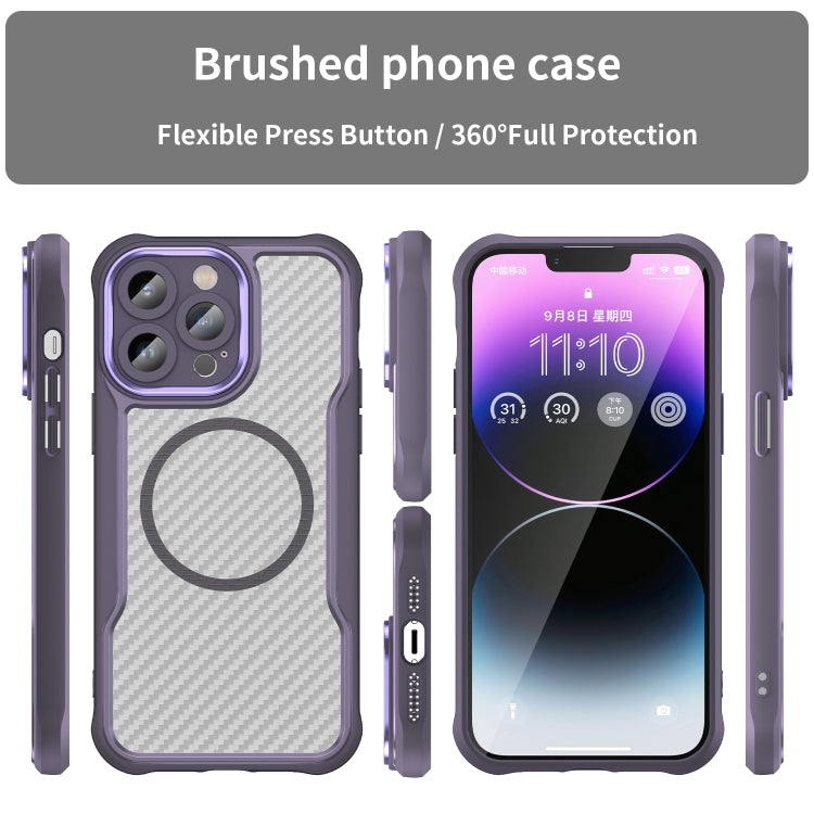 For iPhone 15 Pro Max Carbon Fiber Texture MagSafe Translucent Phone Case(Purple) - HoMEdemic™ 