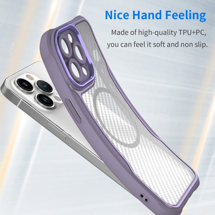 For iPhone 15 Pro Max Carbon Fiber Texture MagSafe Translucent Phone Case(Purple) - HoMEdemic™ 