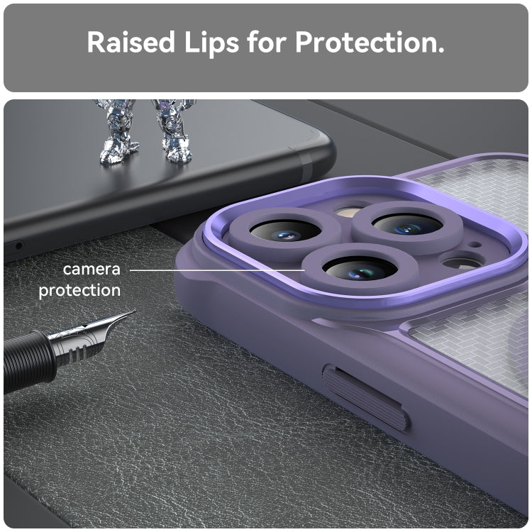 For iPhone 15 Pro Max Carbon Fiber Texture MagSafe Translucent Phone Case(Purple) - HoMEdemic™ 