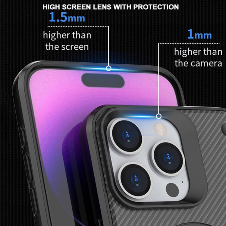 For iPhone 15 Pro Max Carbon Fiber Texture PC + TPU Phone Case with Metal Holder(Green) - HoMEdemic™ 
