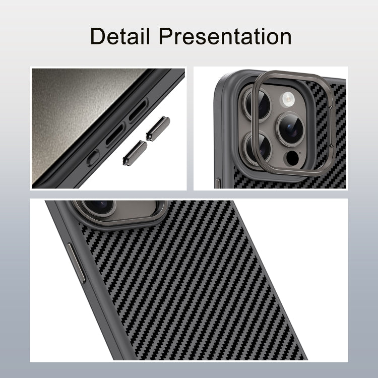 For iPhone 15 Pro Max Carbon Fiber Textured Oil Spray PC + TPU Phone Case(Grey) - HoMEdemic™ 