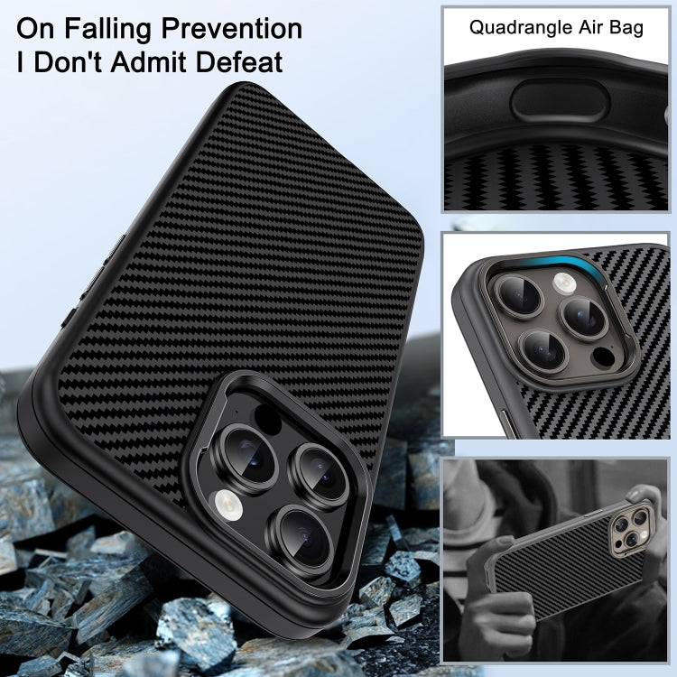 For iPhone 15 Pro Max Carbon Fiber Textured Oil Spray PC + TPU Phone Case(Grey) - HoMEdemic™ 