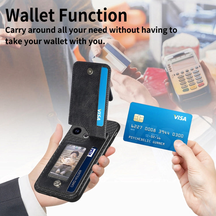 For iPhone 15 Pro Max Carbon Fiber Vertical Flip Zipper Phone Case(Black) - HoMEdemic™ 