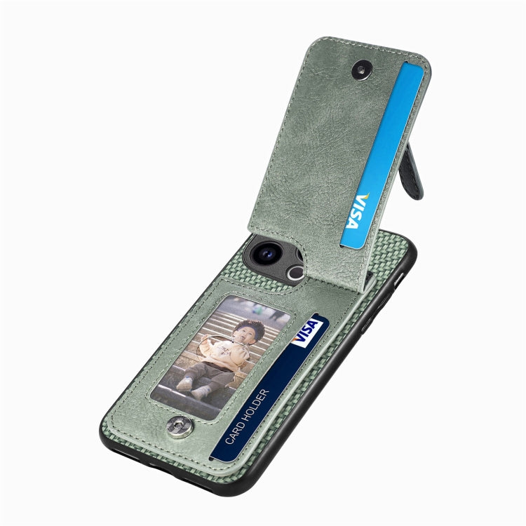 For iPhone 15 Pro Max Carbon Fiber Vertical Flip Zipper Phone Case(Green) - HoMEdemic™ 