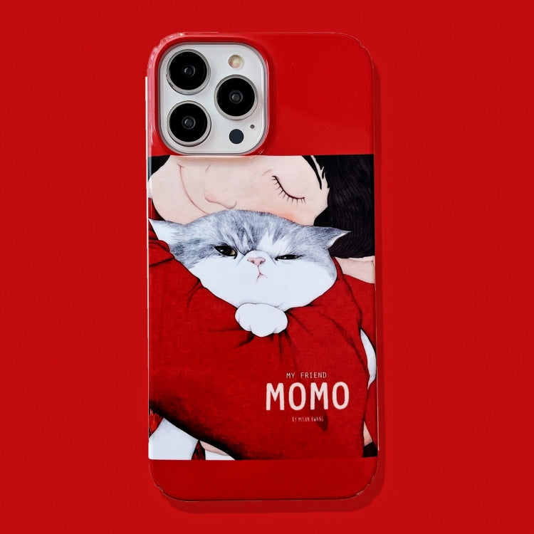 For iPhone 15 Pro Max Cartoon Film Craft Hard PC Phone Case(Cat) - HoMEdemic™ 