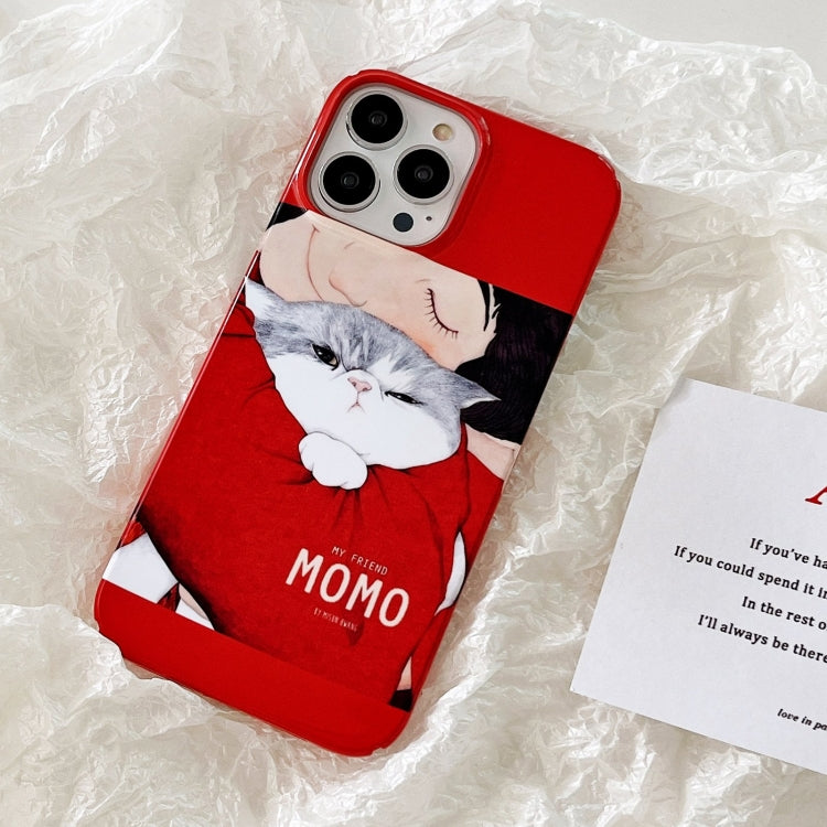 For iPhone 15 Pro Max Cartoon Film Craft Hard PC Phone Case(Cat) - HoMEdemic™ 