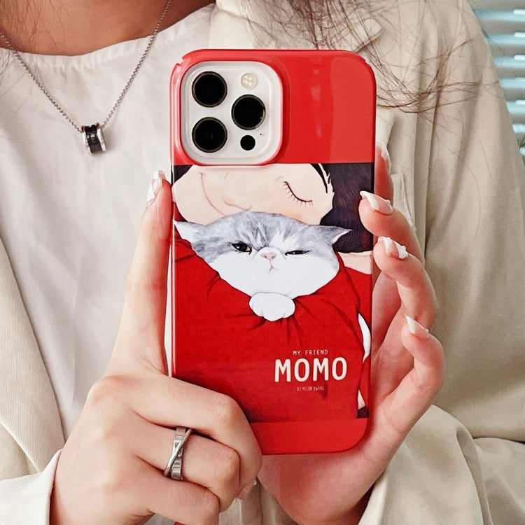 For iPhone 15 Pro Max Cartoon Film Craft Hard PC Phone Case(Cat) - HoMEdemic™ 