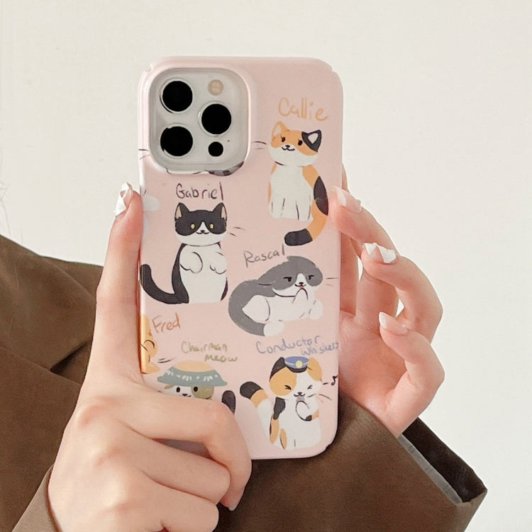 For iPhone 15 Pro Max Cartoon Film Craft Hard PC Phone Case(Cute Cats) - HoMEdemic™ 