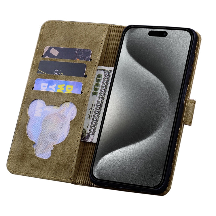 For iPhone 15 Pro Max Cartoon Sakura Cat Embossed Leather Phone Case(Brown) - HoMEdemic™ 