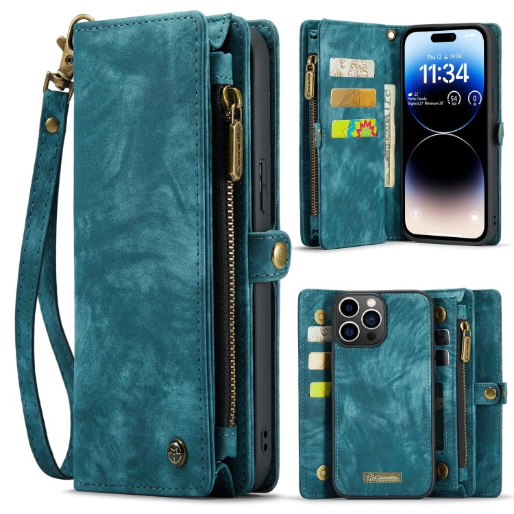 For iPhone 15 Pro Max CaseMe 008 Detachable Multifunctional Leather Phone Case(Blue) - HoMEdemic™ 