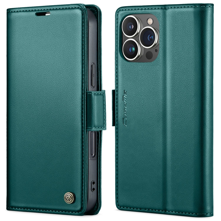 For iPhone 15 Pro Max CaseMe 023 Butterfly Buckle Litchi Texture RFID Anti-theft Leather Phone Case(Pearly Blue) - HoMEdemic™ 