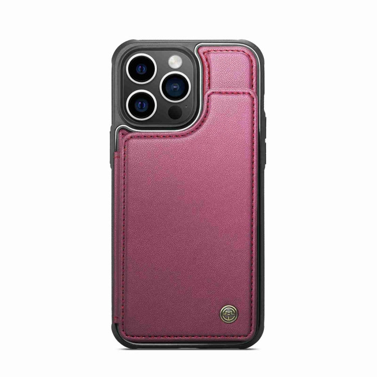 For iPhone 15 Pro Max CaseMe C22 Card Slots Holder RFID Anti-theft Phone Case(Wine Red) - HoMEdemic™ 