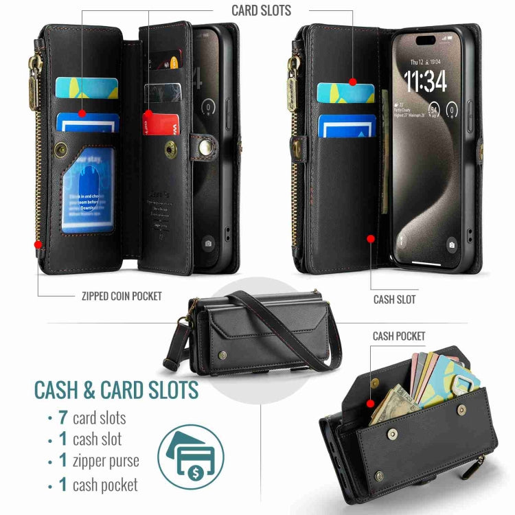 For iPhone 15 Pro Max CaseMe C36 Card Slots Zipper Wallet RFID Anti-theft Leather Phone Case(Black) - HoMEdemic™ 