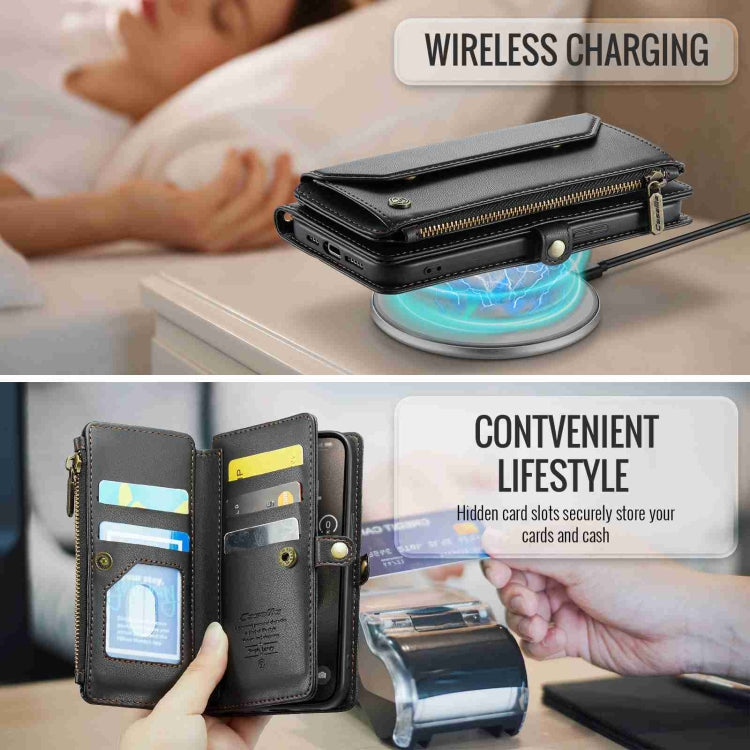 For iPhone 15 Pro Max CaseMe C36 Card Slots Zipper Wallet RFID Anti-theft Leather Phone Case(Black) - HoMEdemic™ 