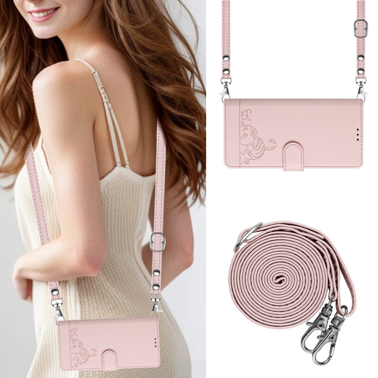 For iPhone 15 Pro Max Cat Rat Embossed Pattern RFID Leather Phone Case with Lanyard(Pink) - HoMEdemic™ 