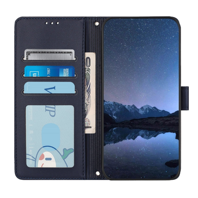 For iPhone 15 Pro Max Cat Rat Embossed Pattern RFID PU Phone Case with Wrist Strap(Blue) - HoMEdemic™ 