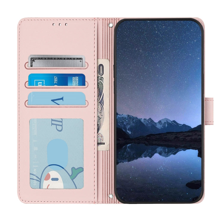 For iPhone 15 Pro Max Cat Rat Embossed Pattern RFID PU Phone Case with Wrist Strap(Pink) - HoMEdemic™ 