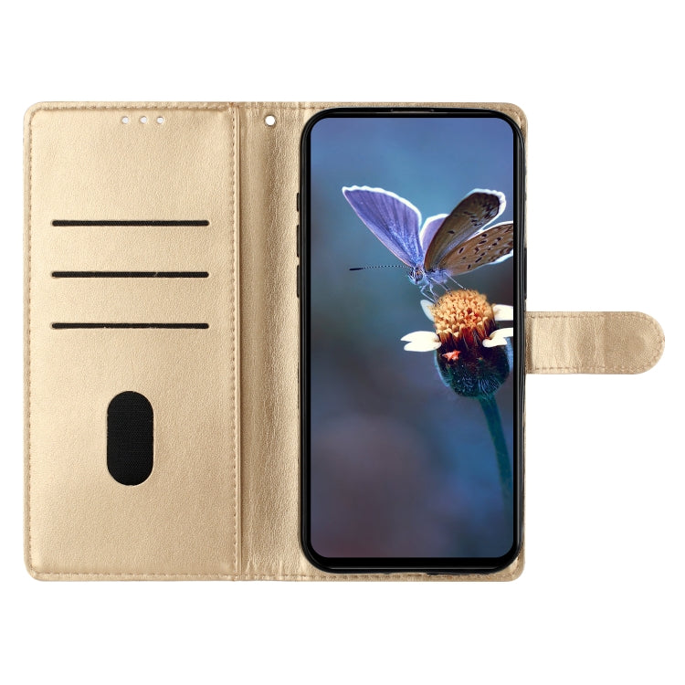 For iPhone 15 Pro Max Cherry Blossom Butterfly Skin Feel Embossed PU Phone Case(Gold) - HoMEdemic™ 