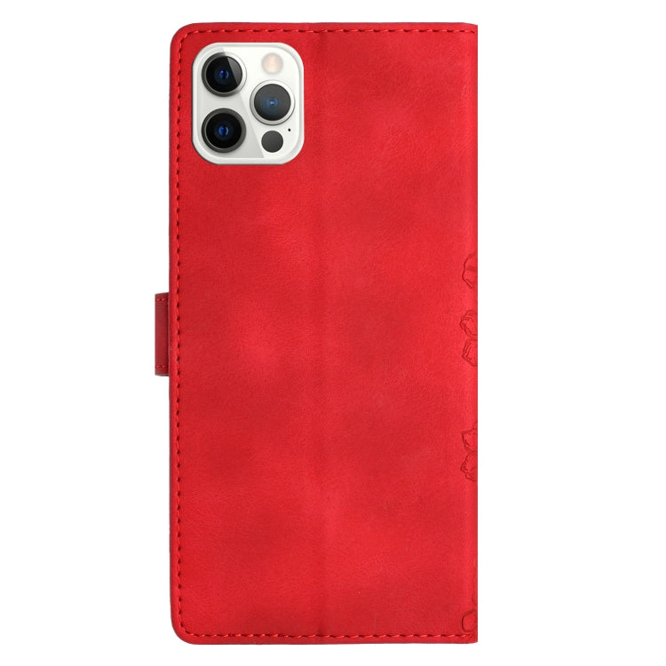 For iPhone 15 Pro Max Cherry Blossom Butterfly Skin Feel Embossed PU Phone Case(Red) - HoMEdemic™ 