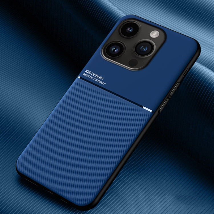 For iPhone 15 Pro Max Classic Tilt Strip Grain Magnetic Shockproof PC + TPU Phone Case(Blue) - HoMEdemic™ 