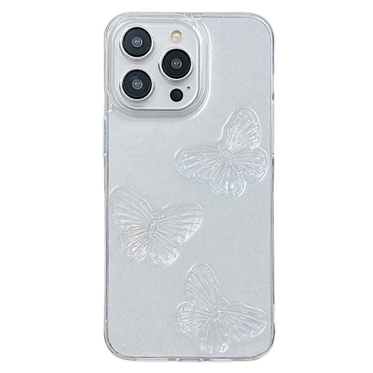 For iPhone 15 Pro Max Clear Crystal Butterflies TPU Phone Case(Transparent) - HoMEdemic™ 