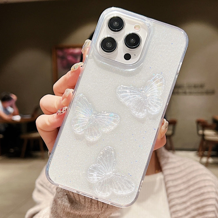 For iPhone 15 Pro Max Clear Crystal Butterflies TPU Phone Case(Transparent) - HoMEdemic™ 