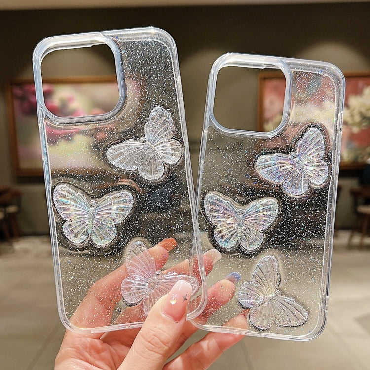 For iPhone 15 Pro Max Clear Crystal Butterflies TPU Phone Case(Transparent) - HoMEdemic™ 