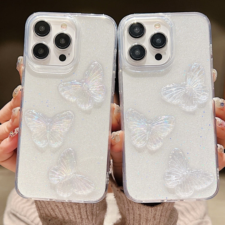 For iPhone 15 Pro Max Clear Crystal Butterflies TPU Phone Case(Transparent) - HoMEdemic™ 