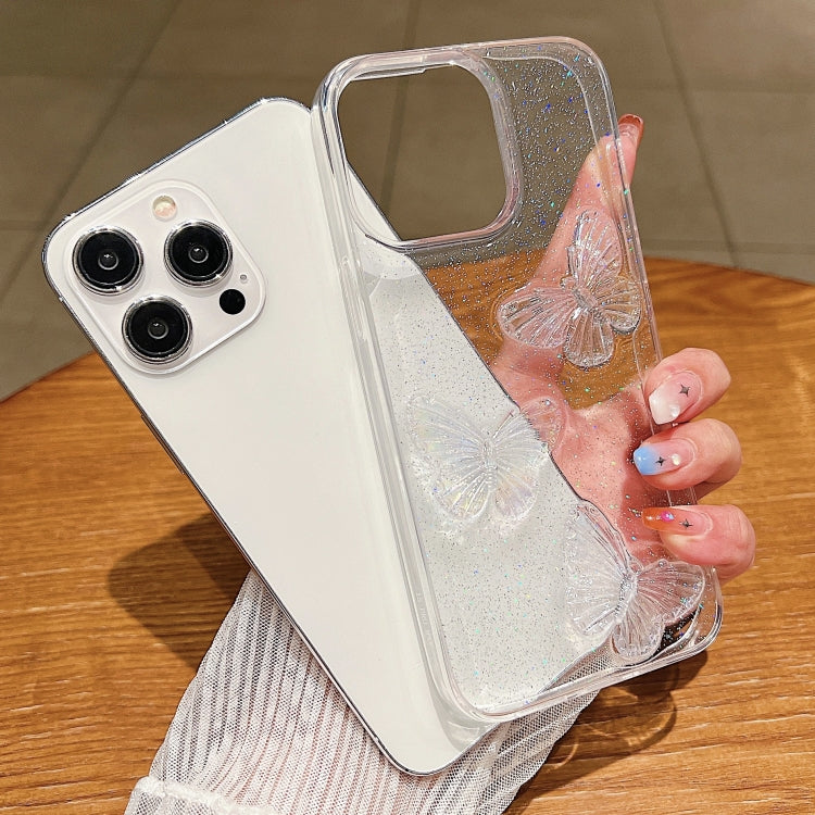 For iPhone 15 Pro Max Clear Crystal Butterflies TPU Phone Case(Transparent) - HoMEdemic™ 