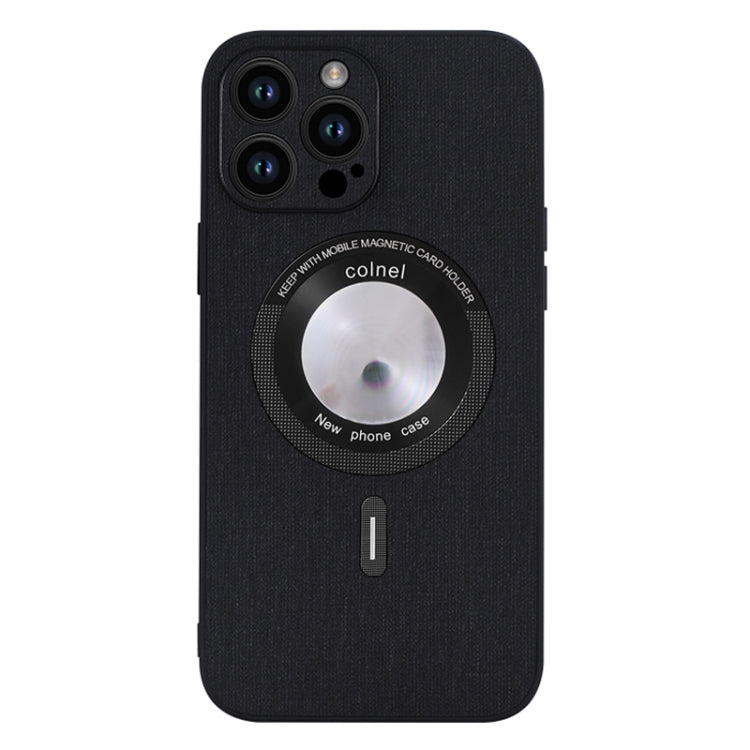For iPhone 15 Pro Max Cloth Texture MagSafe Magnetic PU Phone Case(Black) - HoMEdemic™ 