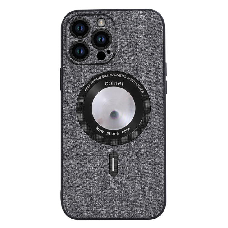 For iPhone 15 Pro Max Cloth Texture MagSafe Magnetic PU Phone Case(Grey) - HoMEdemic™ 