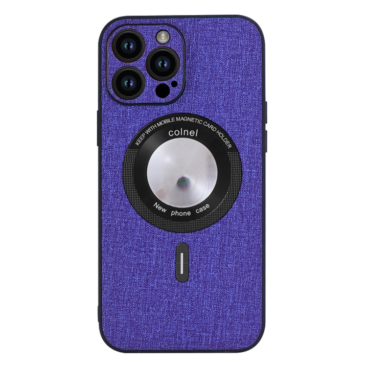 For iPhone 15 Pro Max Cloth Texture MagSafe Magnetic PU Phone Case(Purple) - HoMEdemic™ 