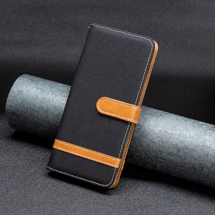 For iPhone 15 Pro Max Color Block Denim Texture Leather Phone Case(Black) - HoMEdemic™ 